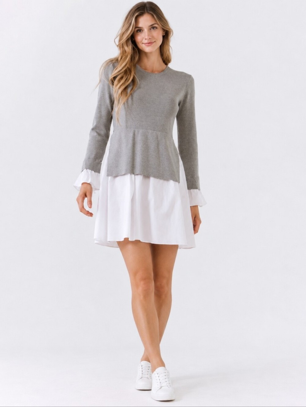 ❤️ NWOT! ENGLISH FACTORY POPLIN COMBO KNIT DRESS, MEDIUM
